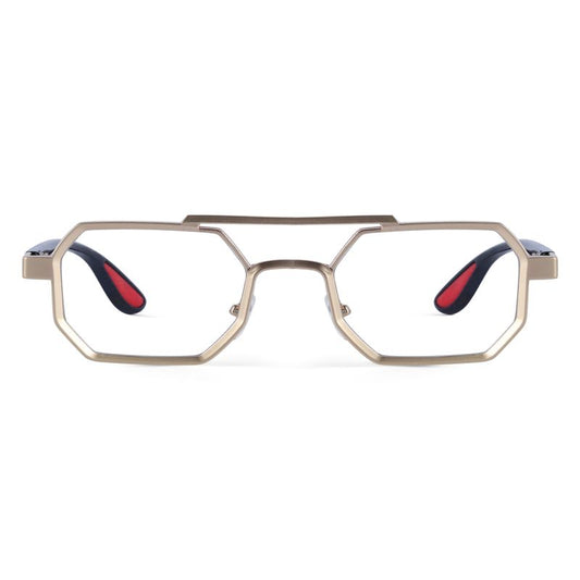 Transparent Gold Geometric Sunglasses – Hexagonal Clear Lens Unisex Frames