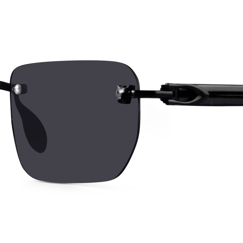 Black Rimless Rectangle Sunglasses – Minimal UV400 Unisex Shades