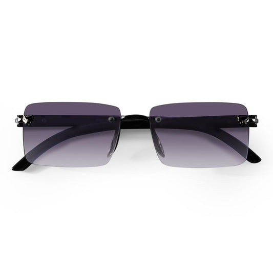 Rimless Rectangle Sunglasses – Purple Gradient UV400 Unisex Shades