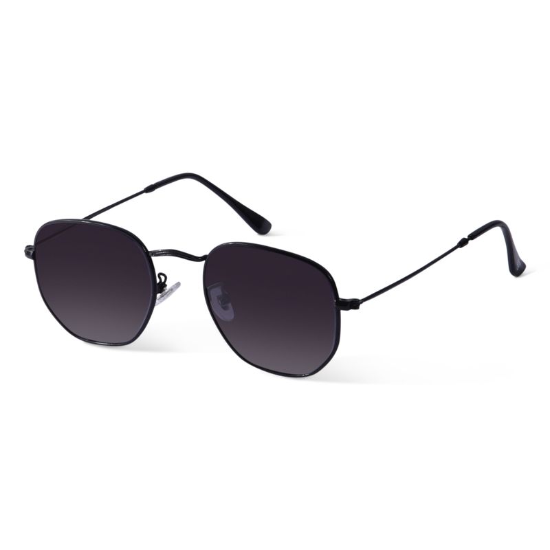 Classic Black Metal Aviator Sunglasses – Hexagonal UV400 Unisex Shades