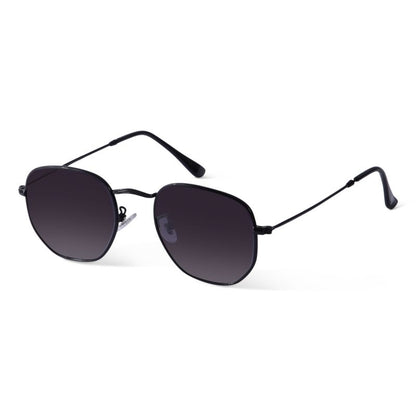 Classic Black Metal Aviator Sunglasses – Hexagonal UV400 Unisex Shades