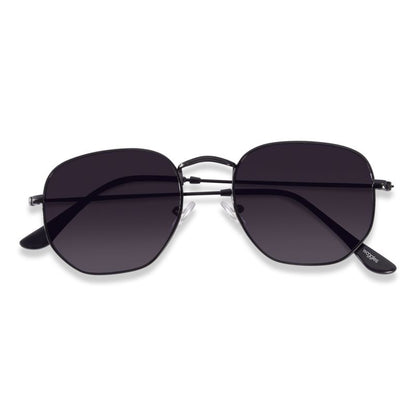 Classic Black Metal Aviator Sunglasses – Hexagonal UV400 Unisex Shades