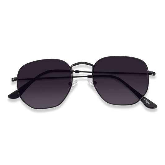 Classic Black Metal Aviator Sunglasses – Hexagonal UV400 Unisex Shades