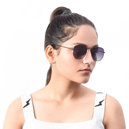 Classic Black Metal Aviator Sunglasses – Hexagonal UV400 Unisex Shades