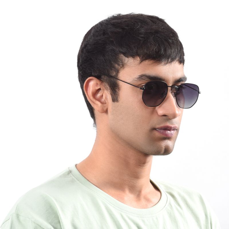 Classic Black Metal Aviator Sunglasses – Hexagonal UV400 Unisex Shades