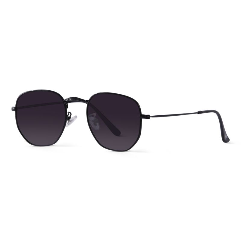 Classic Black Metal Aviator Sunglasses – Hexagonal UV400 Unisex Shades