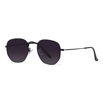 Classic Black Metal Aviator Sunglasses – Hexagonal UV400 Unisex Shades