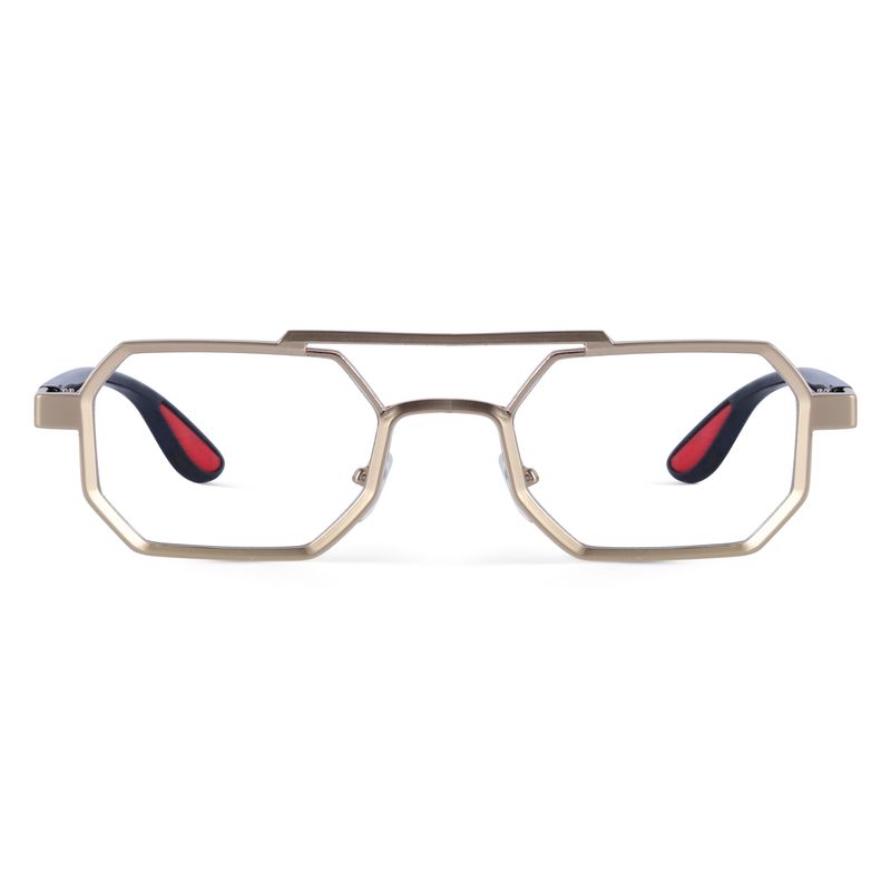 Transparent Gold Geometric Sunglasses – Hexagonal Clear Lens Unisex Frames