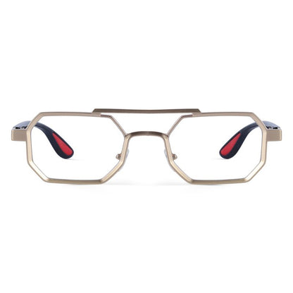 Transparent Gold Geometric Sunglasses – Hexagonal Clear Lens Unisex Frames