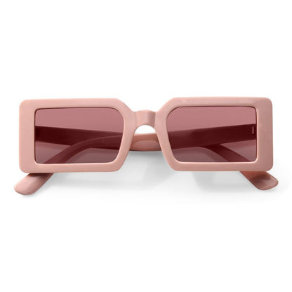Retro Rectangle Sunglasses for Women & Men – Dusty Pink Square UV400 Shades
