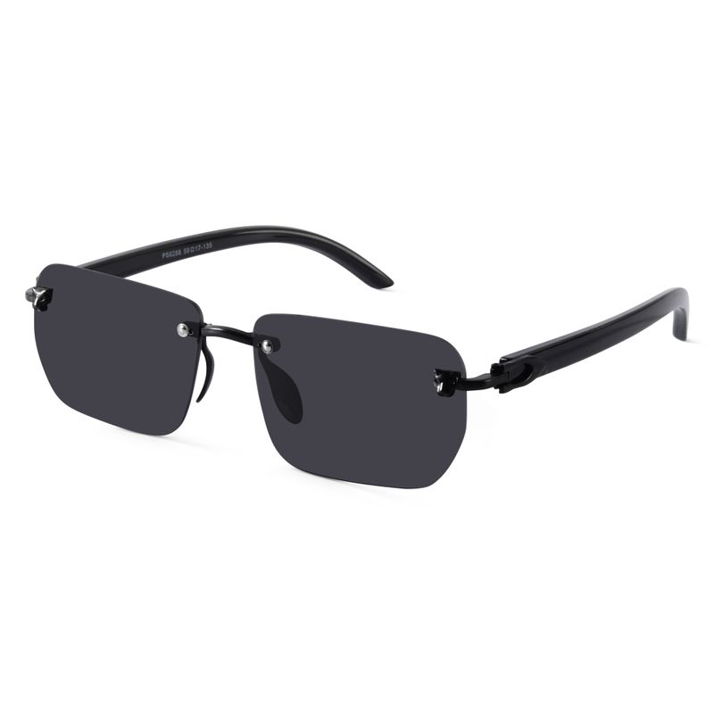 Black Rimless Rectangle Sunglasses – Minimal UV400 Unisex Shades