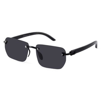 Black Rimless Rectangle Sunglasses – Minimal UV400 Unisex Shades
