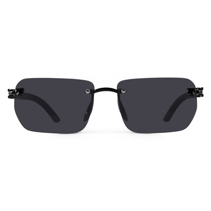 Black Rimless Rectangle Sunglasses – Minimal UV400 Unisex Shades