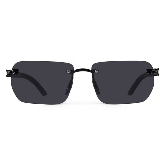 Black Rimless Rectangle Sunglasses – Minimal UV400 Unisex Shades